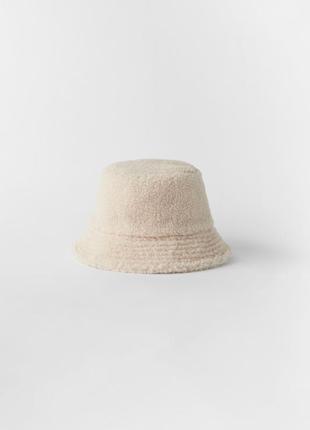 Плюшева панамка zara, плюшева шапка від zara. капелюх zara зі штучного хутра, панама зі штучної овчини.