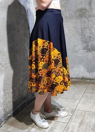 Спідниця орнамент узор юбка орнамент узор этно солнце клеш пышная колокол высокая посадка струящаяся нарядная7 фото
