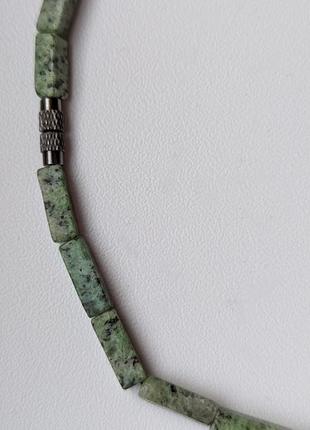Чокер ожерелье из камня, зеленый гранит, y2k new rock винтаж ретро, колье, бусы4 фото