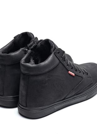 Чоловічі зимові шкіряні кросівки levis black classic