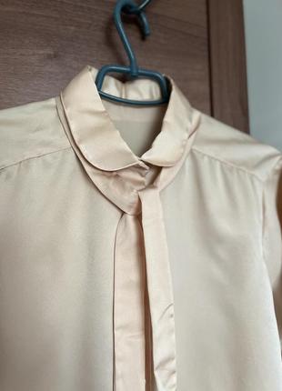 Стильная шелковая рубашка с поясом размер м
