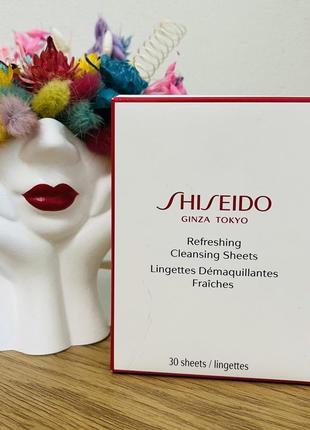 Оригинальный салфеток для лица, освежающие shiseido skincare global refreshing cleansing sheets1 фото