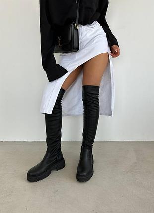 Ботфорти на масивній підошві з натуральної шкіри-, га натуральному хутрі або байці-...