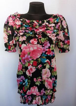 Суперціна. стильна блузка, квітковий принт. туреччина. нова, р. 42-48