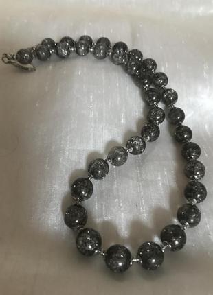 Серый кварц кракле классическое ожерелье5 фото