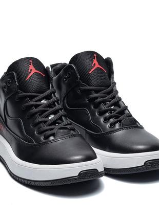 Мужские зимние кожаные кроссовки jordan black2 фото