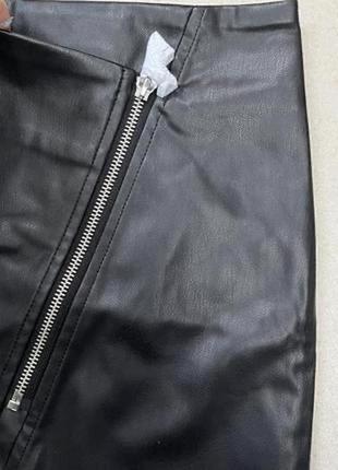 Кожаная асимметричная юбка zara.10 фото