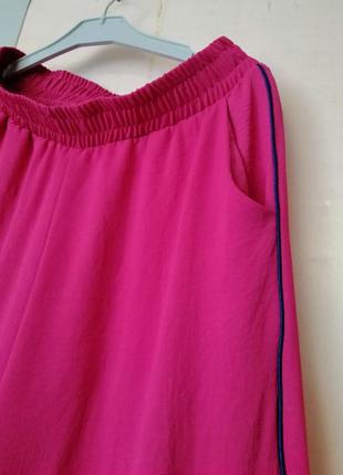 Яскраво малиновий домашній костюм піжама довгі широкі штани палаццо сорочка оверсайз2 фото