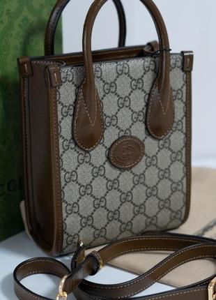 Gucci mini tote bag with interlocking g / гучі міні сумка через плече2 фото