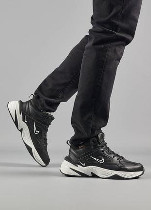 Зимові чоловічі кросівки nike m2k tekno mid all black