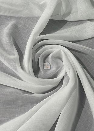 Біла однотонна тканина для гардини тюль «полірований льон», для спальні, кухні