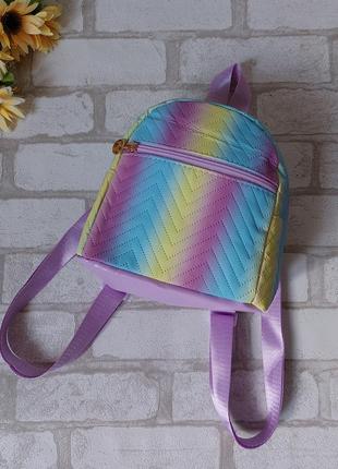 Рюкзак маленький разноцветный омбре мультиколор радуга1 фото
