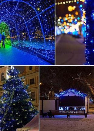 Рождественские огни quuntis 132ft 300leds гирлянда холодный белый водонепроницаемые светодиодные гирлянды4 фото