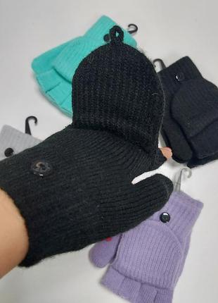 Дитячі рукавички без пальців,з відкидною рукавичкою2 фото