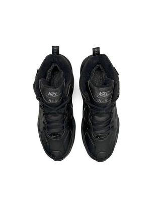 Зимние мужские кроссовки nike m2k tekno mid all black fur#найк2 фото