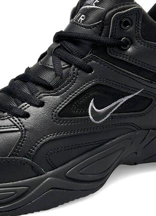 Зимние мужские кроссовки nike m2k tekno mid all black fur#найк9 фото