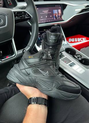 Зимние мужские кроссовки nike m2k tekno mid all black fur ❄️