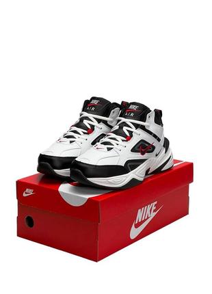 Зимние мужские кроссовки nike m2k tekno mid white black red fur #найк