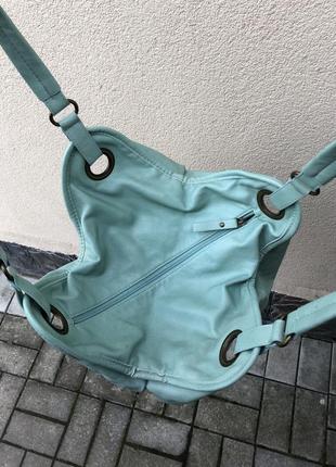 Бирюзовая сумка-бочонок,торба-мешок,кож.зам accessorize5 фото