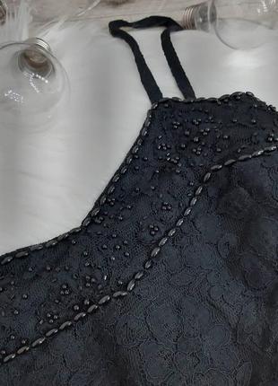 Брендовое черное гипюровое платье с бисером wallis5 фото