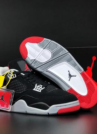 Зимние мужские кроссовки nike air jordan for 4 retro winter black grey fur черного с серым цветов с мехом5 фото