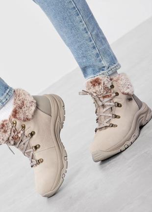 Оригінальні жіночі  черевики skechers / зимові бежеві черевики skechers5 фото