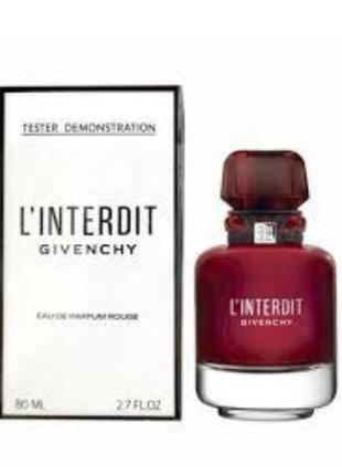 Оригінал givenchy l'interdit rouge 80 ml tester ( живанші л інтердіт руж ) парфумована вода