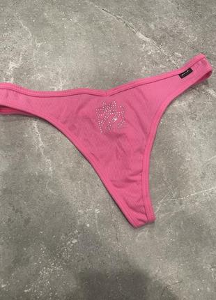 Трусики victoria’s secret pink в рубчик трусы виктория сикрет розовые