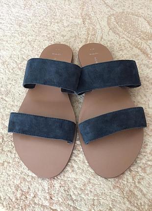 Шкіряні/замш натур. new look wide fit шльопки/розмір 3