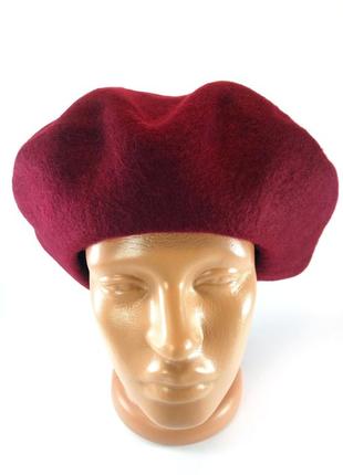 Берет жіночий бордовий теплий вовняний бере фетровий французький класичний жіночі шапки берети3 фото