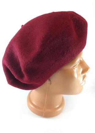 Берет жіночий бордовий теплий вовняний бере фетровий французький класичний жіночі шапки берети6 фото
