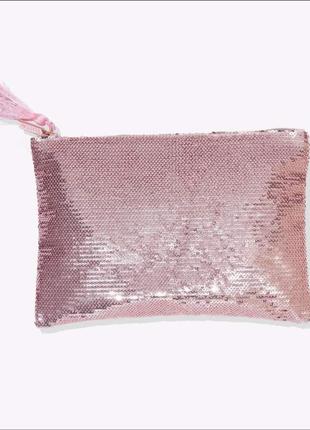 Косметичка из паеток, розовое золото. tarte