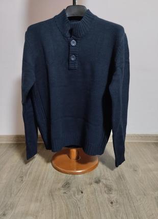 Темно-синій светр на ґудзиках2 фото