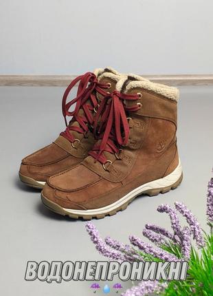 Timberland waterproof шкіряні утеплені зимові водонепроникні черевики на мембрані коричневі тімберленд zara nike puma adidas на овчині 41 42