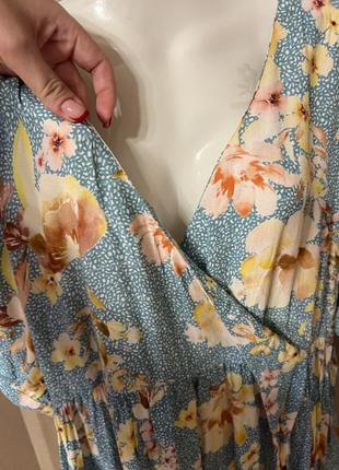 Платье миди с завязкой в цветочек и горошек вискоза8 фото