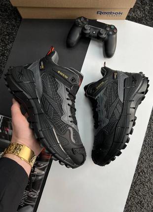 Зимові чоловічі кросівки reebok zig kinetica || edge black gray orange fur ❄️