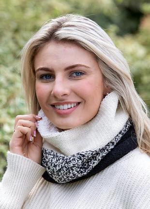 Женский шарф-снуд - вязаный шерстяной шарф ручной роблты