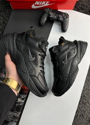 Зимові чоловічі кросівки nike m2k tekno mid all black fur ❄️