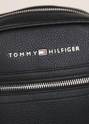 Чоловіча сумка tommy hilfiger шкіра чорна барсетка месенджер на плече8 фото