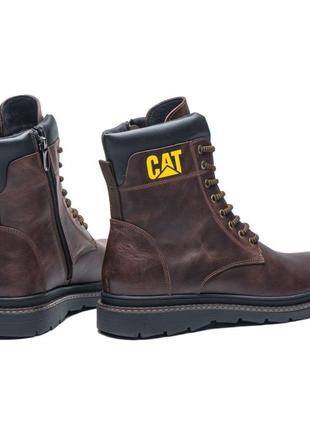 Зимові високі черевики caterpillar, мужские зимние ботинки cat натуральная кожа10 фото