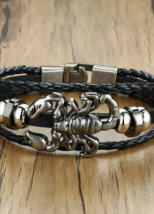 Шкіряний браслет плетений скорпіон чоловічі браслети на подарунок2 фото