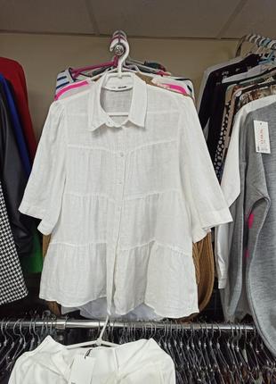 Блуза лен, белый цвет zara.
