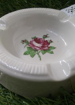 1960-е! 🌹винтаж роза шкатулка ваза ссср советская фарфор деколь рижский...