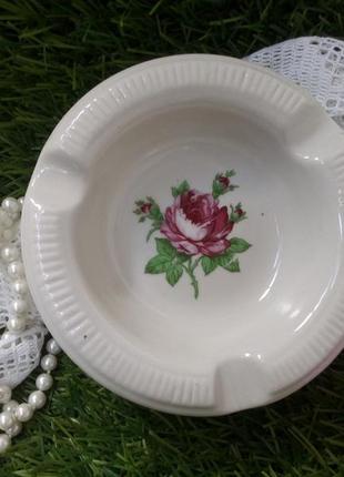 1960-е! 🌹винтаж роза шкатулка ваза ссср советская фарфор деколь рижский...