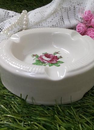 1960-е! 🌹винтаж роза шкатулка ваза ссср советская фарфор деколь рижский...