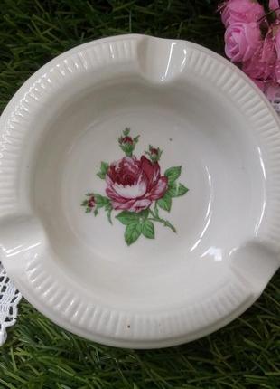 1960-е! 🌹винтаж роза шкатулка ваза ссср советская фарфор деколь рижский...