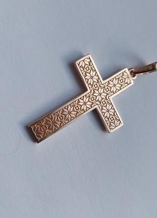 Золотий хрест вишиванка, хрест український 585 проби, крест золото7 фото