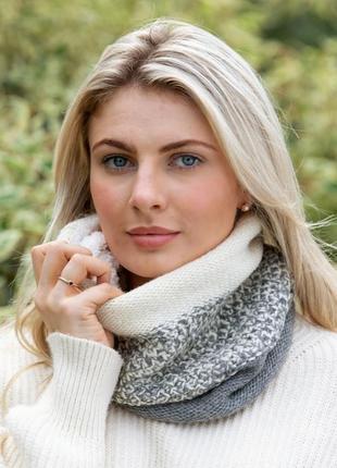 Женский шарф-снуд из мериноса -вязан шерстяной шарф ручной работы1 фото