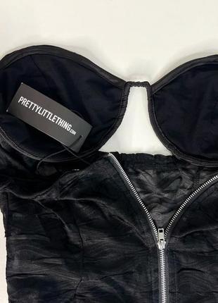 Корсет топ с перьями сетка кофта корсетный топ черный s m plt