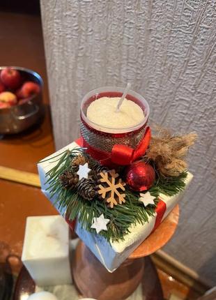 Новогодний подсвечник ручной работы3 фото